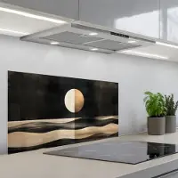 KitchenYeah Spatscherm 90x45 cm - Zelfklevende achterwand Maan - Cirkel - Goud - Keuken muurbeschermer - Spatwand fornuis