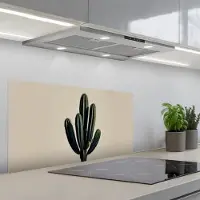KitchenYeah Spatscherm 80x40 cm - Zelfklevende achterwand Cactus - Subtiel - Groen - Keuken muurbeschermer - Spatwand fornuis
