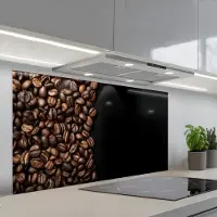 KitchenYeah Spatscherm 120x60 cm - Zelfklevende achterwand Koffiebonen - Zwart - Eenvoudig - Keuken muurbeschermer - Spatwand fornuis