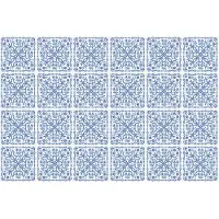 Wallfluent Tegelstickers - Blauwe Tegels Plakfolie Tegels - Set van 24 stuks 10 x 10 cm - Blauw Tegelfolie Keuken - Achtergronden En Patronen Tegelstickers Badkamer