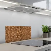 KitchenYeah Spatscherm 60x30 cm - Zelfklevende achterwand Tijger - Oranje - Patroon - Strepen - Keuken muurbeschermer - Spatwand fornuis