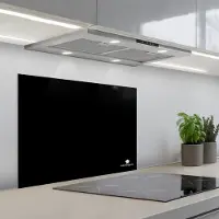 KitchenYeah Spatscherm 70x55 cm - Zelfklevende achterwand Zwart - Effen - Merk - Keuken muurbeschermer - Spatwand fornuis