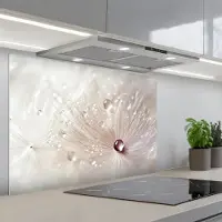 KitchenYeah Spatscherm 90x60 cm - Zelfklevende achterwand Bloem - Abstract - Wit - Water - Natuur - Keuken muurbeschermer - Spatwand fornuis