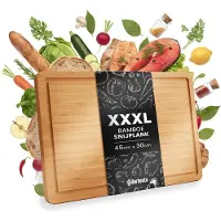 CLP Snijplank bamboe XXXL 45 x 33 cm - Grote houten keukensnijplank met sapgroef - antibacteriële plank - natura
