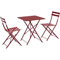 Oviala - Tuintafel en 2 groene cactusstoelen van staal violet - Rome