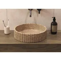 Salenzi Emperador Taupe Waskom 40x40x10cm Geribbeld Opbouwmodel