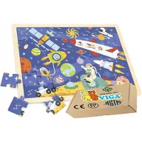 Viga Houten Ruimtevaart Puzzel 48 Stukjes - Educatief Speelgoed 2-5 Jaar