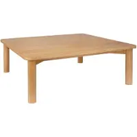 Sweeek - Salontafel van rubberhout met eikenfineer, vierkant - l 100 x b 100 x h 35 cm - solène