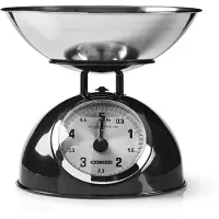 Melissa Retro keukenweegschaal | Analoog | Metalen behuizing | Afneembare kom | Max. 5kg | Stapjes van 25 gram | Zwart