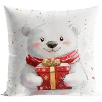 Markizeta Kerst Kussenhoes 40x40cm - Zachte Velvet met Beer