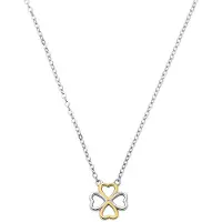 New Bling - 9NB-1603 - Zilveren Ketting met Klaver – Two Tone – Dames Ketting - 45cm
