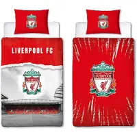 Liverpool F.C. dekbedovertrek - Eenpersoons - Geschikt voor dekbed 140 x 200 cm. - You'll Never Walk Alone