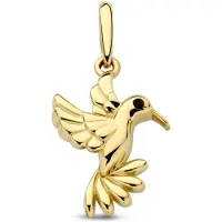 New Bling - 9NBG-0909 - 14K geelgouden Hanger – Vogel met Zwarte Epoxy – Dames Hanger