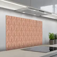 KitchenYeah Spatscherm 100x65 cm - Zelfklevende achterwand Zalmroze - Patroon - Geometrisch - Keuken muurbeschermer - Spatwand fornuis