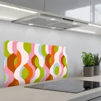 KitchenYeah Spatscherm 80x40 cm - Zelfklevende achterwand Abstract - Vormen - Roze - Keuken muurbeschermer - Spatwand fornuis