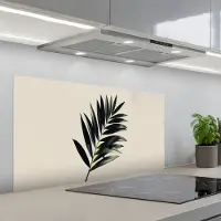 KitchenYeah Spatscherm 100x50 cm - Zelfklevende achterwand Palmblad - Subtiel - Groen - beige - Keuken muurbeschermer - Spatwand fornuis