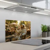KitchenYeah Spatscherm 60x40 cm - Zelfklevende achterwand Wijn - Rood - Terras - Koffie - Keuken muurbeschermer - Spatwand fornuis