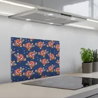KitchenYeah Spatscherm 60x45 cm - Zelfklevende achterwand Disco - Blauw - Patroon - Keuken muurbeschermer - Spatwand fornuis