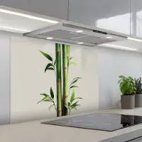 KitchenYeah Spatscherm 90x70 cm - Zelfklevende achterwand Bamboestengels - Sierlijk - Groen - Keuken muurbeschermer - Spatwand fornuis