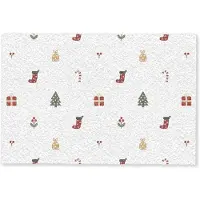 MuchoWow Deurmat 60x40 cm - Droogloopmat Illustratie - Kerstsymbolen - Wit - Mat voor binnen - Schoonloopmat - Deurmatten met print - Inloopmat