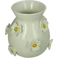 HD Collection Vase Flower Smiley Dolomite White 19.7x19x20.2cm