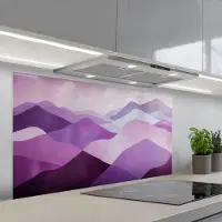 KitchenYeah Spatscherm 120x60 cm - Zelfklevende achterwand Abstract - Heuvels - Landschap - Paars - Keuken muurbeschermer - Spatwand fornuis