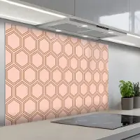 KitchenYeah Spatscherm 120x80 cm - Zelfklevende achterwand Lichtroze - Patroon - Symmetrisch - Keuken muurbeschermer - Spatwand fornuis