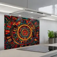 KitchenYeah Spatscherm 80x60 cm - Zelfklevende achterwand Mandala - Cirkels - Patronen - Keuken muurbeschermer - Spatwand fornuis