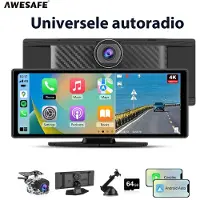 AWESAFE 10.26 Inch Autoradio - Geschikt voor CarPlay Scherm - Navigatiesysteem Auto - Universeel – IPS 1600*600 Touchscreen & HD Achteruitrijcamera - USB AUX - FM Radio - Bluetooth