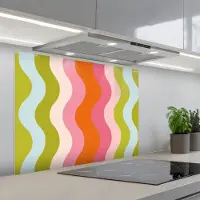 KitchenYeah Spatscherm 80x60 cm - Zelfklevende achterwand Banen - Golven - Kleurrijk - Verticaal - Keuken muurbeschermer - Spatwand fornuis