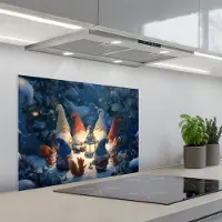 KitchenYeah Spatscherm 70x55 cm - Zelfklevende achterwand Winter - Gnooms - Eekhoorns - Meerkleurig - Keuken muurbeschermer - Spatwand fornuis
