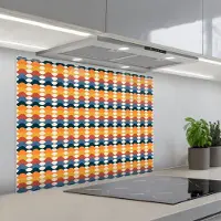 KitchenYeah Spatscherm 80x60 cm - Zelfklevende achterwand Retro - Disco - Golven - Keuken muurbeschermer - Spatwand fornuis
