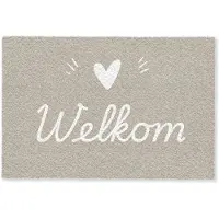 MuchoWow Deurmat 60x40 cm - Droogloopmat Welkom - Beige - Mat voor binnen - Schoonloopmat - Deurmatten met print - Inloopmat