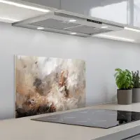 KitchenYeah Spatscherm 60x40 cm - Zelfklevende achterwand Verf - Abstract - Beige - Kunst - Keuken muurbeschermer - Spatwand fornuis