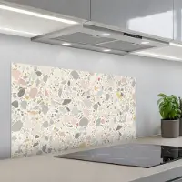 KitchenYeah Spatscherm 100x50 cm - Zelfklevende achterwand Patronen - Licht - Terrazzo - Decoratie - Keuken muurbeschermer - Spatwand fornuis