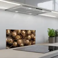 KitchenYeah Spatscherm 70x30 cm - Zelfklevende achterwand Droogbloemen - Bruin - Natuur - Keuken muurbeschermer - Spatwand fornuis