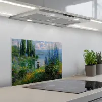 KitchenYeah Spatscherm 60x45 cm - Zelfklevende achterwand Bloemen - Meer - Bergen - Groen - Keuken muurbeschermer - Spatwand fornuis