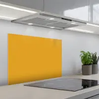 KitchenYeah Spatscherm 70x50 cm - Zelfklevende achterwand Okergeel - Herfst - Interieur - Keuken muurbeschermer - Spatwand fornuis