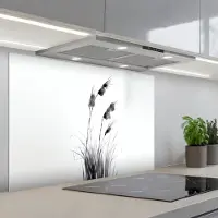 KitchenYeah Spatscherm 80x55 cm - Zelfklevende achterwand Minimalistisch - Stelen - Wit - Keuken muurbeschermer - Spatwand fornuis
