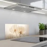 KitchenYeah Spatscherm 60x30 cm - Zelfklevende achterwand Bloemen - Beige - Natuur - Keuken muurbeschermer - Spatwand fornuis