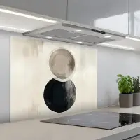 KitchenYeah Spatscherm 90x70 cm - Zelfklevende achterwand Cirkels - Vorm - Beige - Abstract - Keuken muurbeschermer - Spatwand fornuis