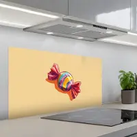 KitchenYeah Spatscherm 100x50 cm - Zelfklevende achterwand Geel - Snoep - Kleur - Keuken muurbeschermer - Spatwand fornuis