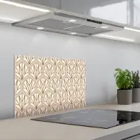 KitchenYeah Spatscherm 60x40 cm - Zelfklevende achterwand Geometrisch - Patroon - Beige - Keuken muurbeschermer - Spatwand fornuis