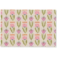 MuchoWow Deurmat 60x40 cm - Droogloopmat Love - Patroon - Bloemen - Hartjes - Mat voor binnen - Schoonloopmat - Deurmatten met print - Inloopmat