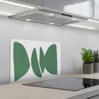 KitchenYeah Spatscherm 60x40 cm - Zelfklevende achterwand Abstract - Groen - Vormen - Modern - Keuken muurbeschermer - Spatwand fornuis