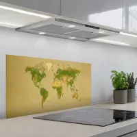 KitchenYeah Spatscherm 80x40 cm - Zelfklevende achterwand Wereldkaart - Natuurlijke tinten - Organische textuur - Keuken muurbeschermer - Spatwand fornuis