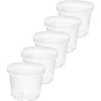 Garronda Plantenpot Bloempot - Kunststof - Rond - Plantenbak - 5 Stuks - Transparent, 9cm H=8.5cm – Transparant - GD-NIC-Pot64