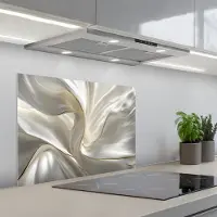 KitchenYeah Spatscherm 70x55 cm - Zelfklevende achterwand Stof - Plooien - Goud - Keuken muurbeschermer - Spatwand fornuis