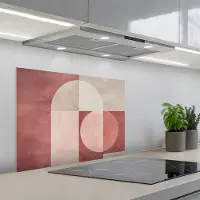 KitchenYeah Spatscherm 70x50 cm - Zelfklevende achterwand Figuren - Abstract - Roze - Keuken muurbeschermer - Spatwand fornuis