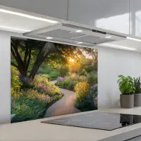 KitchenYeah Spatscherm 80x60 cm - Zelfklevende achterwand Pad - Bloemen - Park - Keuken muurbeschermer - Spatwand fornuis